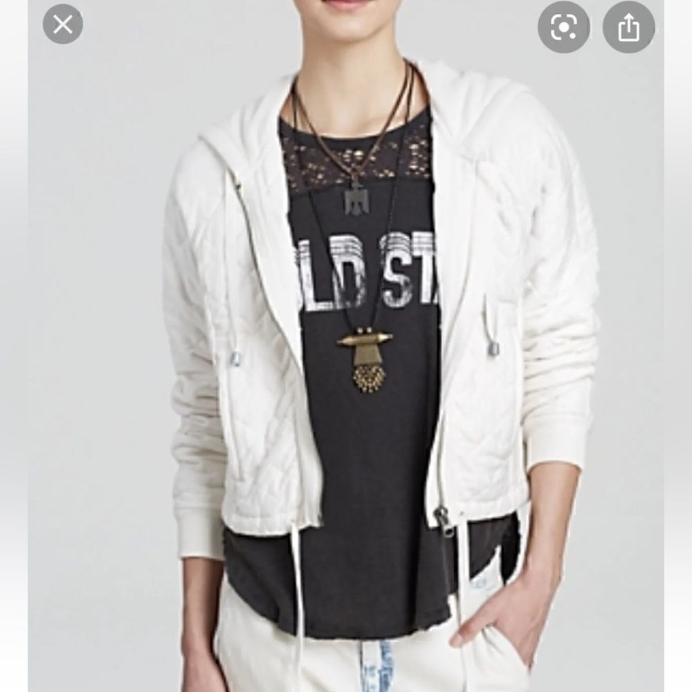 Free People quilted split back ivory jacket - Picture 2 of 7